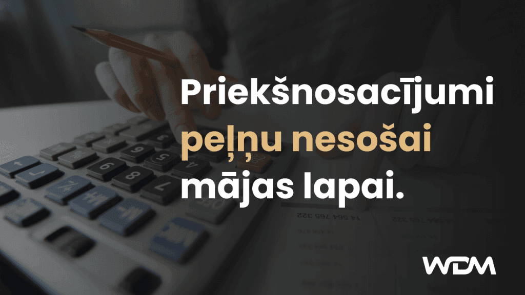 Priekšnosacījumi peļņu nesošai mājas lapai.